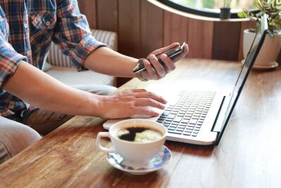 man on computer