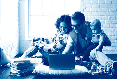Family and laptop