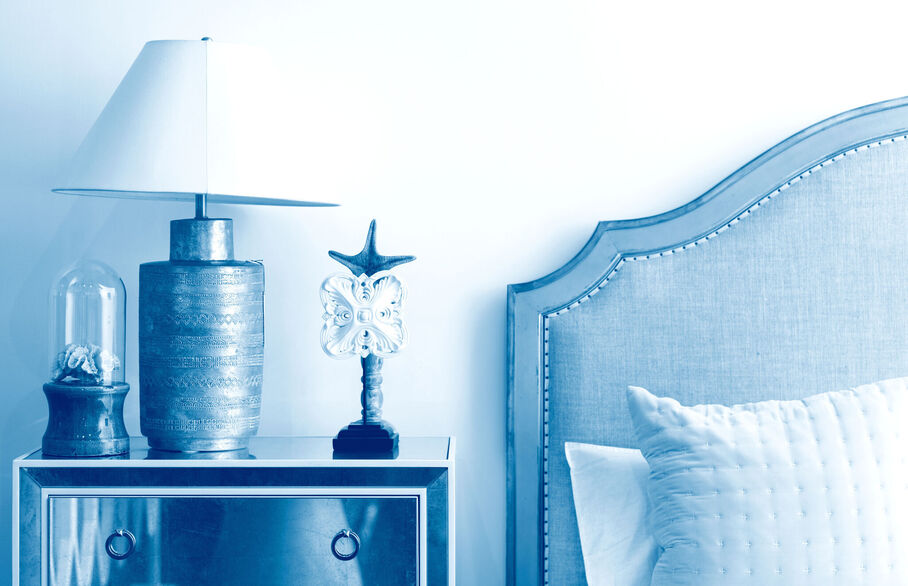 Lamp on a bedside table