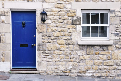 Blue cottage door