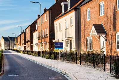 Row of houses with a To Let board outside